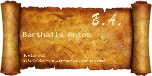 Barthalis Antos névjegykártya